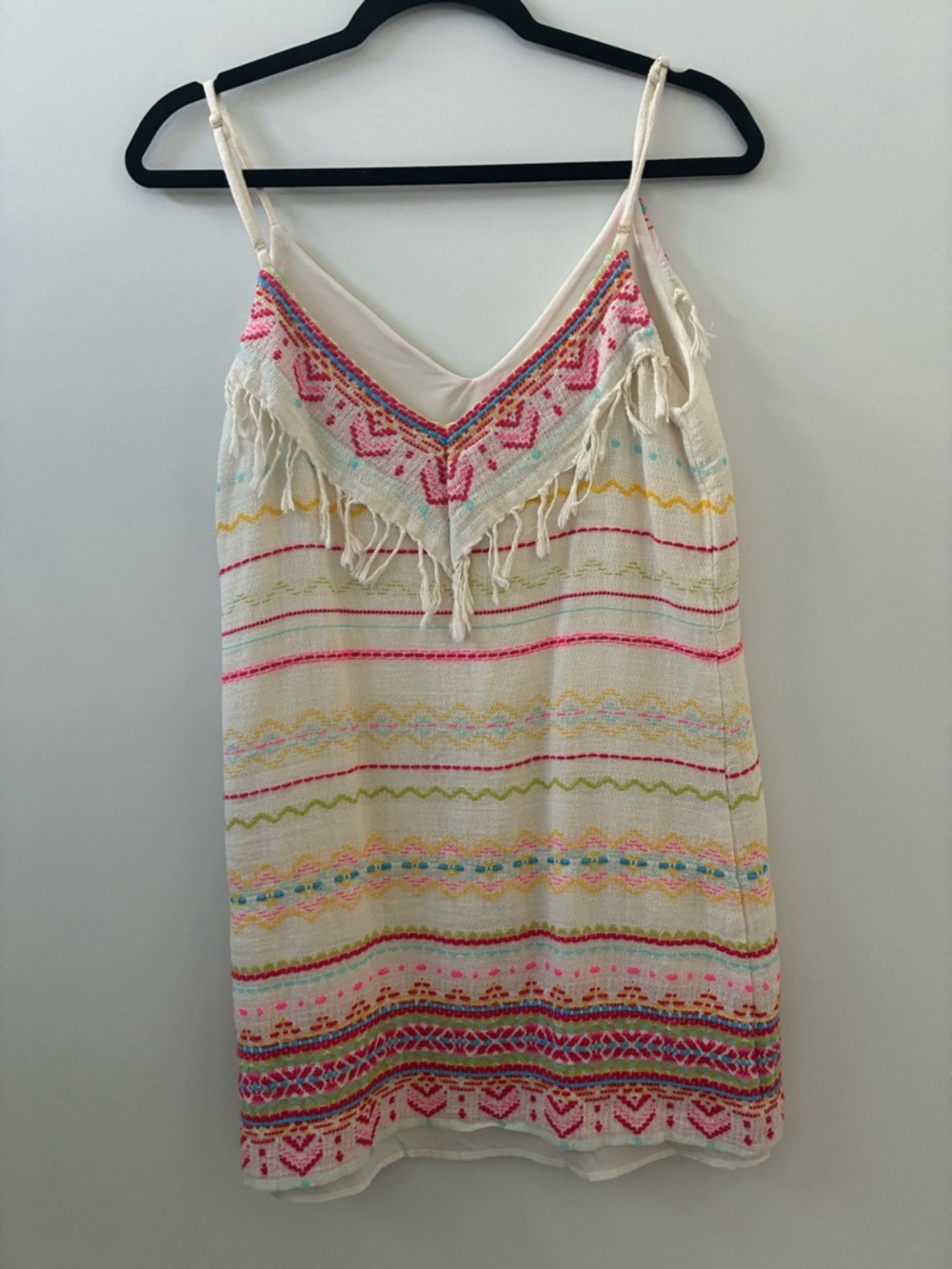 Amanda Uprichard Cream Mini Dress with Pink & Multicolor Embroidery